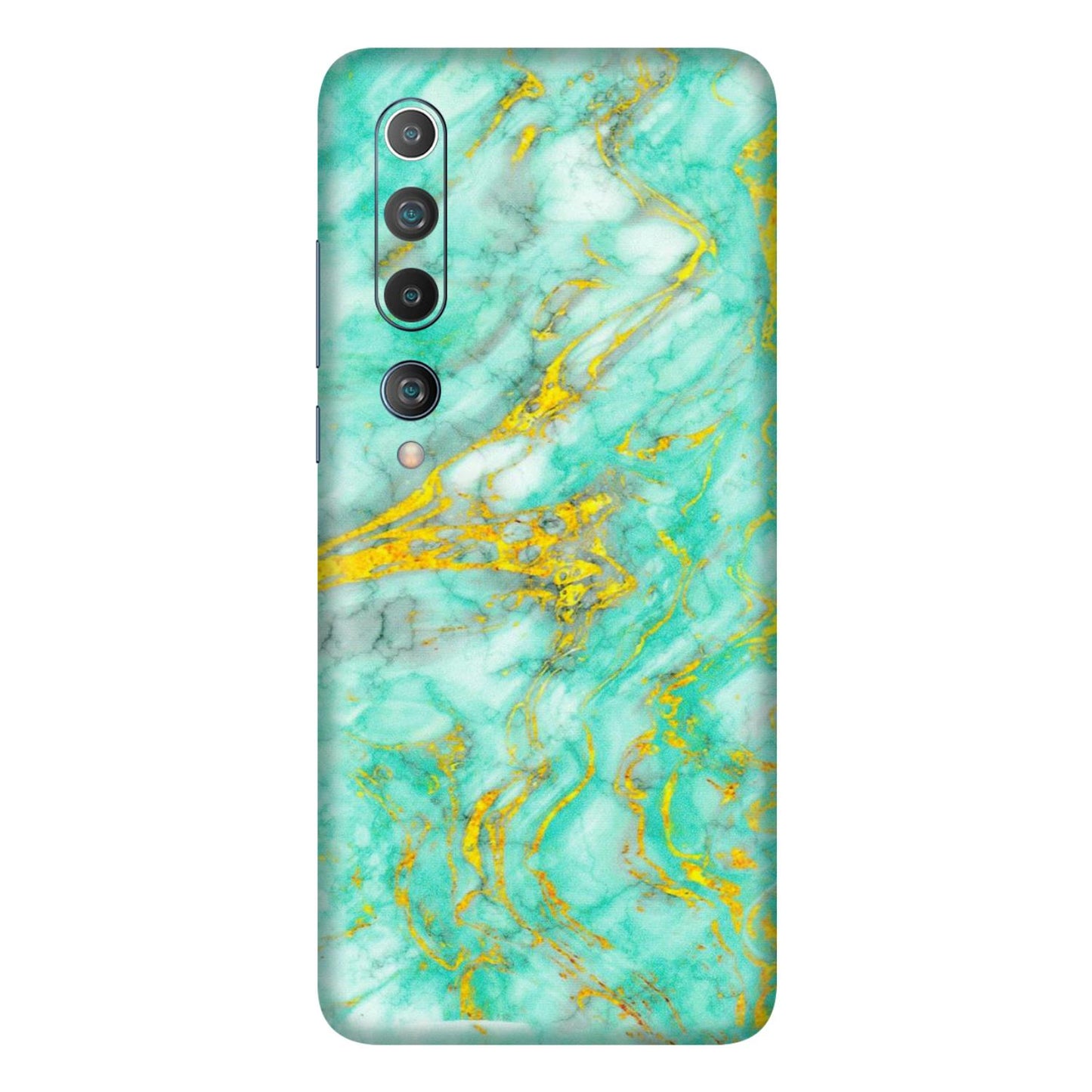 Xiaomi Redmi Phone Skins (All Models) - Green And Gold Marble Feel - Matte Finish (M-16) Mi 10 5G