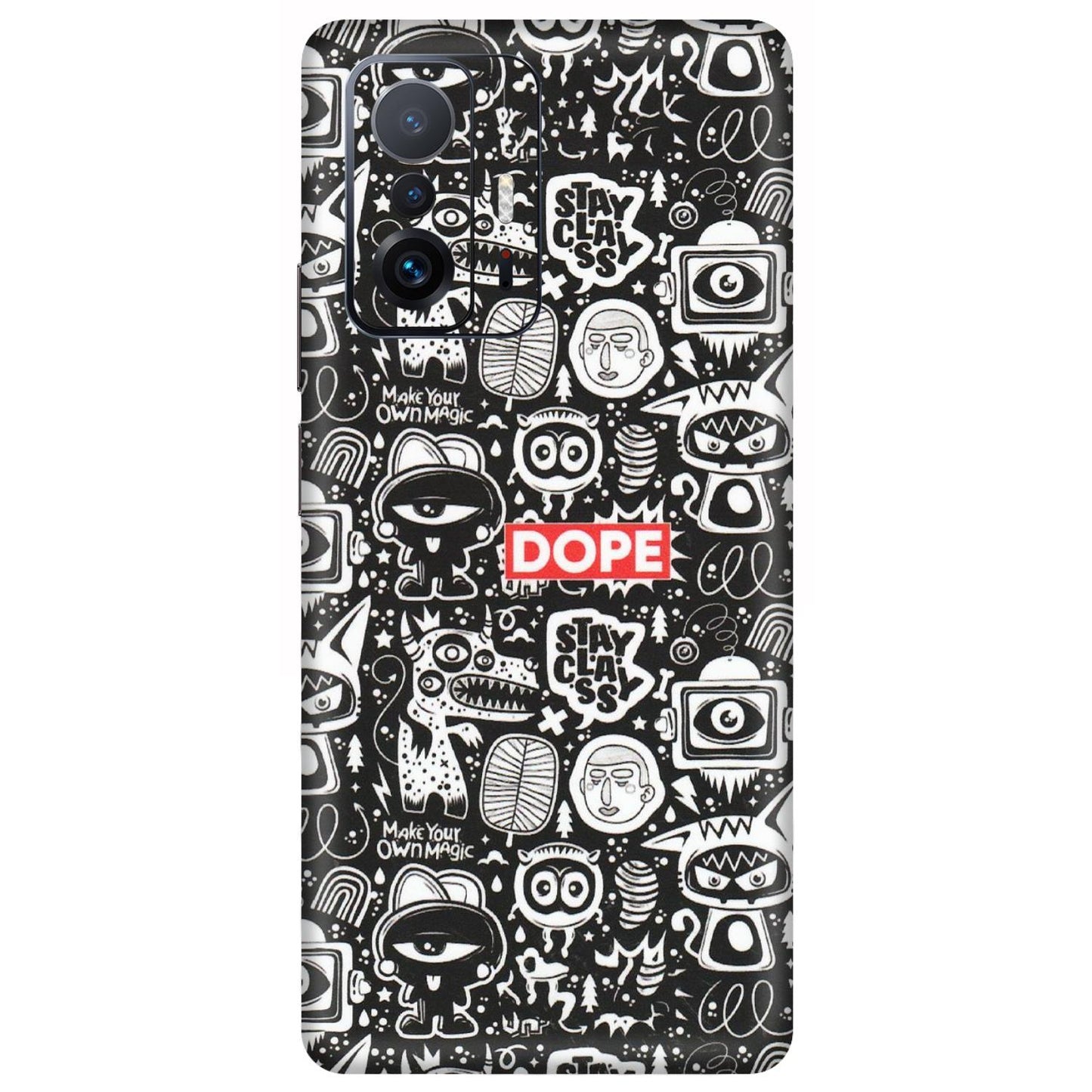 Xiaomi Redmi Phone Skins (All Models) - Dope Stay Classy Black Doodles - Matte Finish (M-126) Mi 11 T Pro