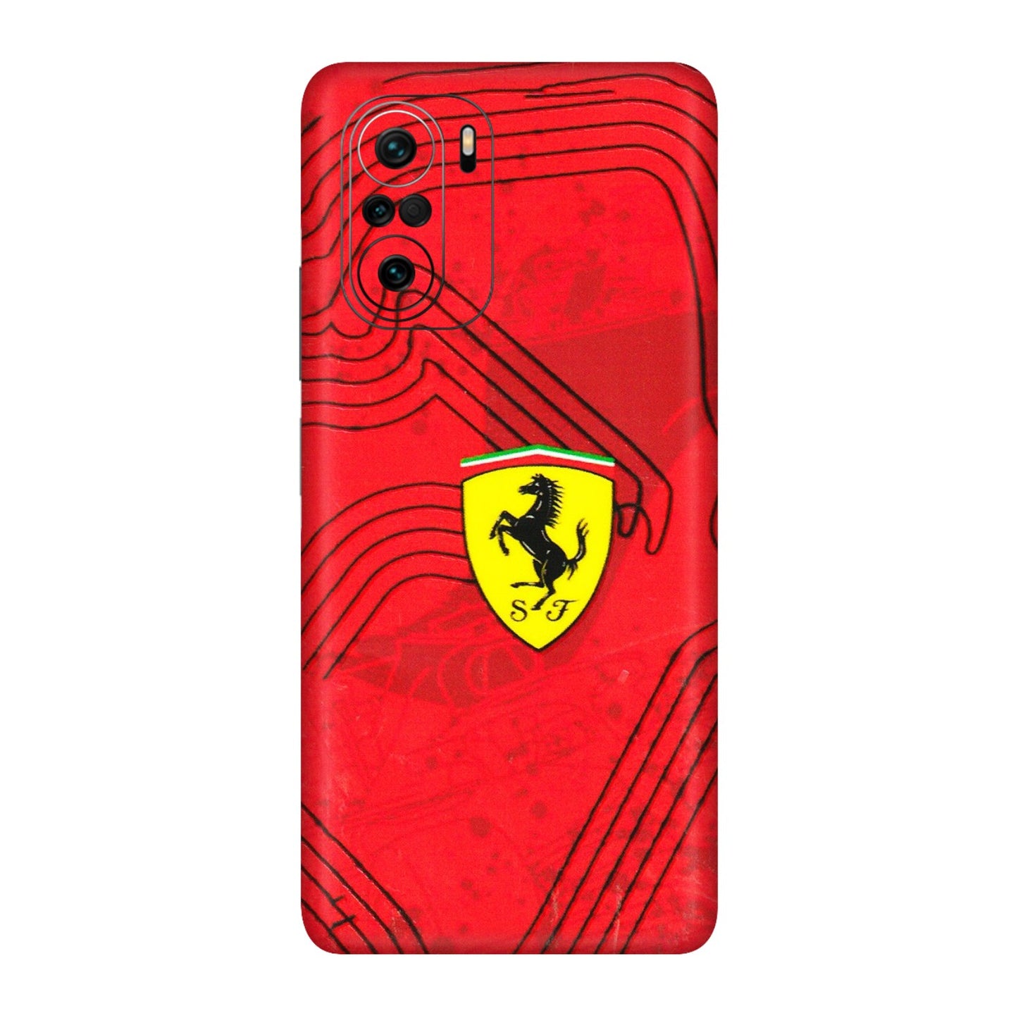 Xiaomi Redmi Phone Skins (All Models) - Red Ferrari Logo Stylish - 3D Embossed Finish (L-238) Mi 11X Pro