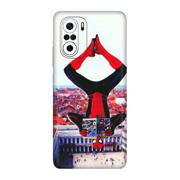 Xiaomi Redmi Phone Skins (All Models) - Spiderman Hanging - 3D Embossed Finish (L-53) Mi 11X Pro