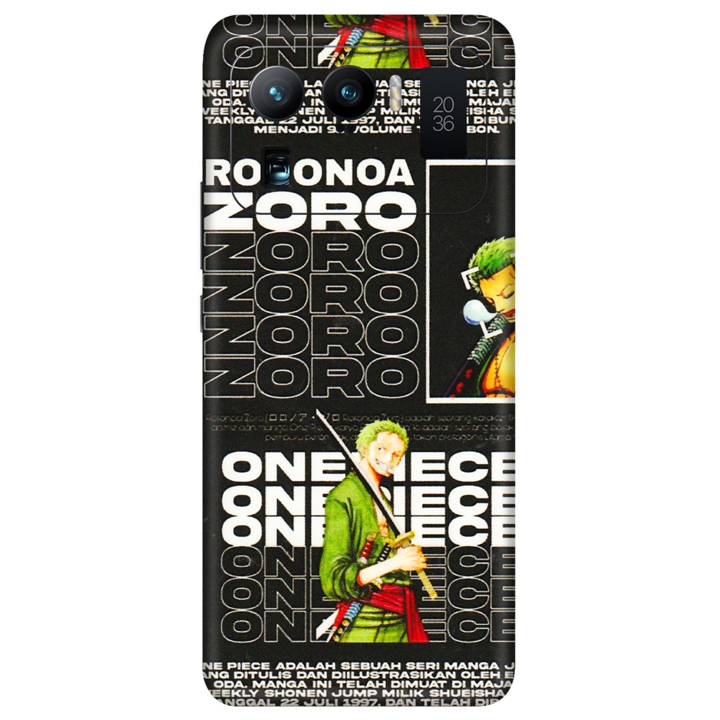 Xiaomi Redmi Phone Skins (All Models) - One Piece Zoro - 3D Embossed Finish (L-250) Mi 11 Ultra