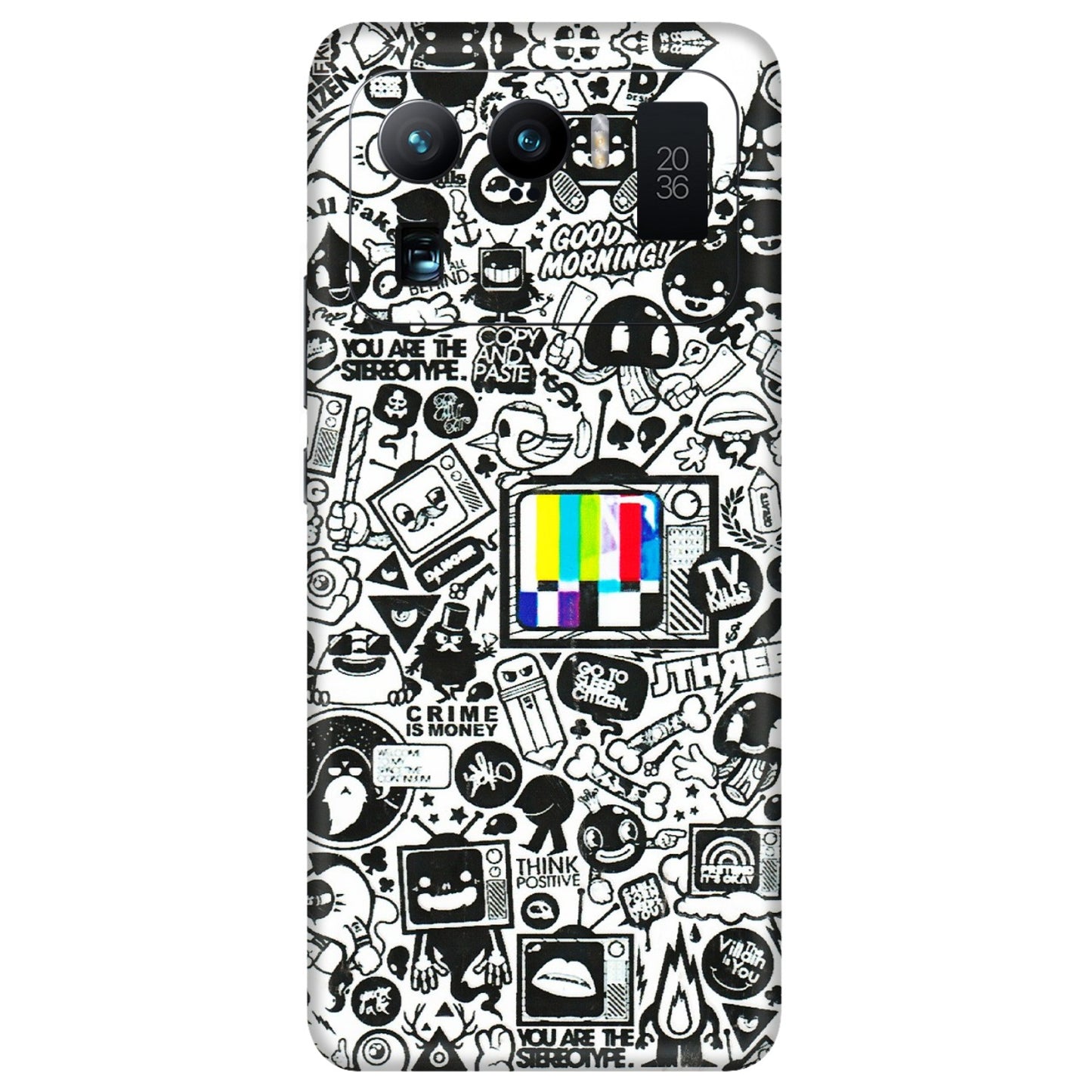 Xiaomi Redmi Phone Skins (All Models) - Doodles Positive Art - 3D Embossed Finish (L-263) Mi 11 Ultra