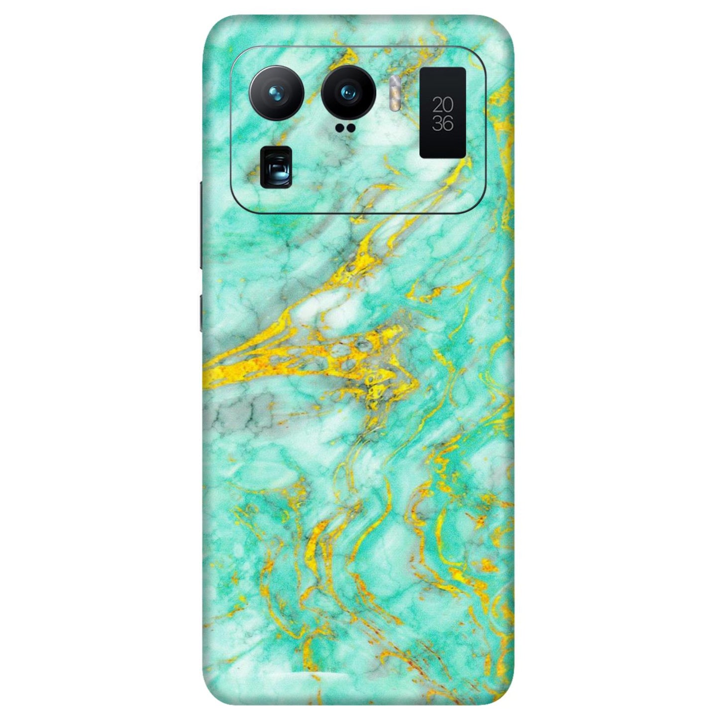 Xiaomi Redmi Phone Skins (All Models) - Green And Gold Marble Feel - Matte Finish (M-16) Mi 11 Ultra