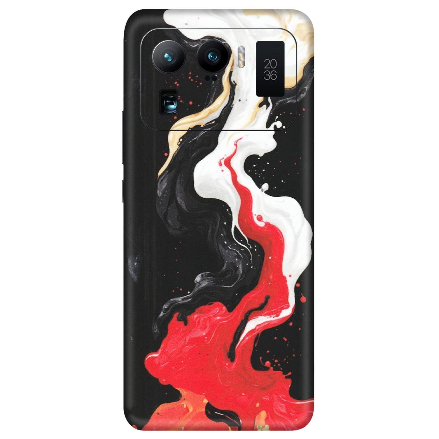 Xiaomi Redmi Phone Skins (All Models) - Black Red White Paint Splash Fusion - Matte Finish (M-56) Mi 11 Ultra
