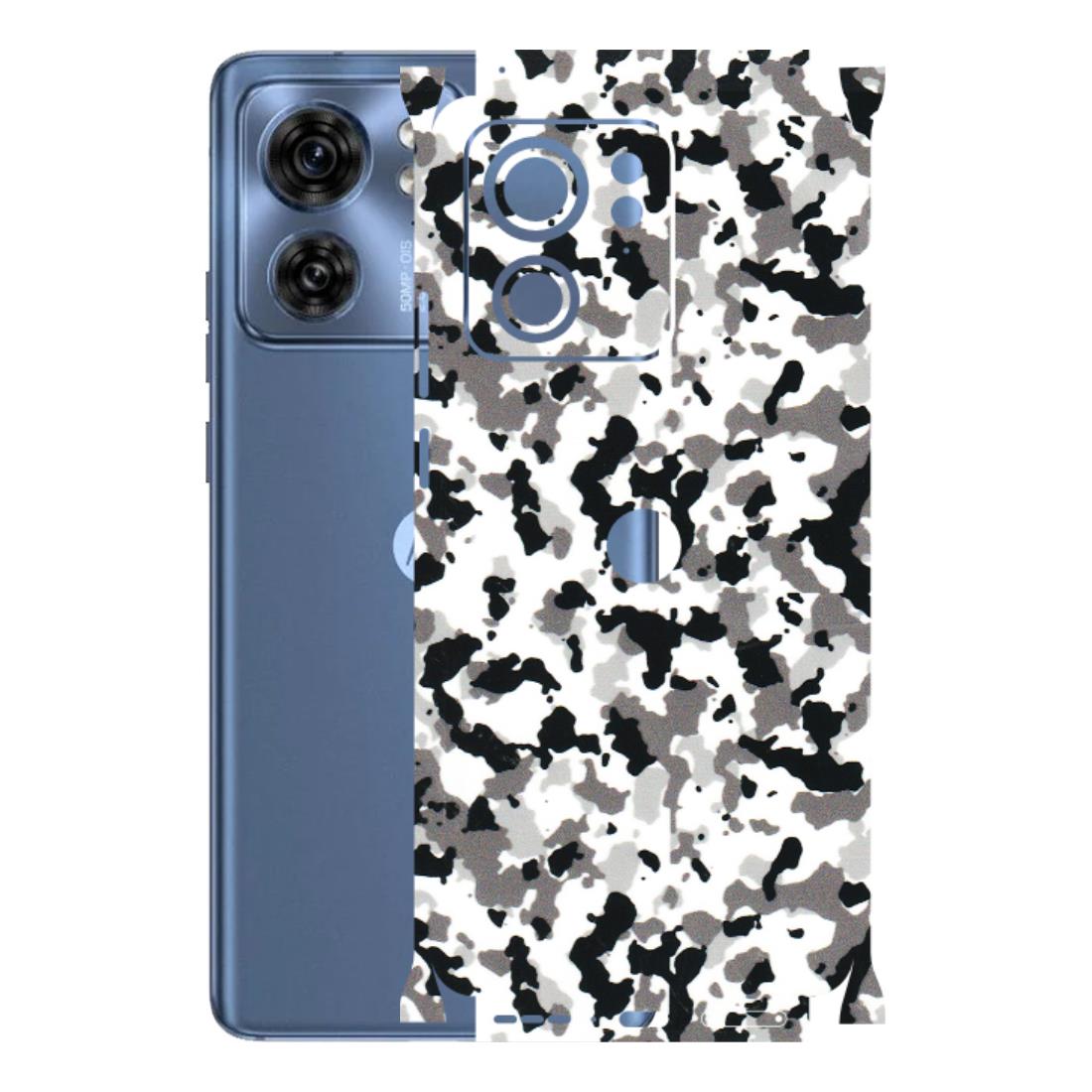 Motorola Phone Skins (All Models) - White Black Camouflage - 3D Embossed Finish (L-18) Moto Edge 40 (5G)