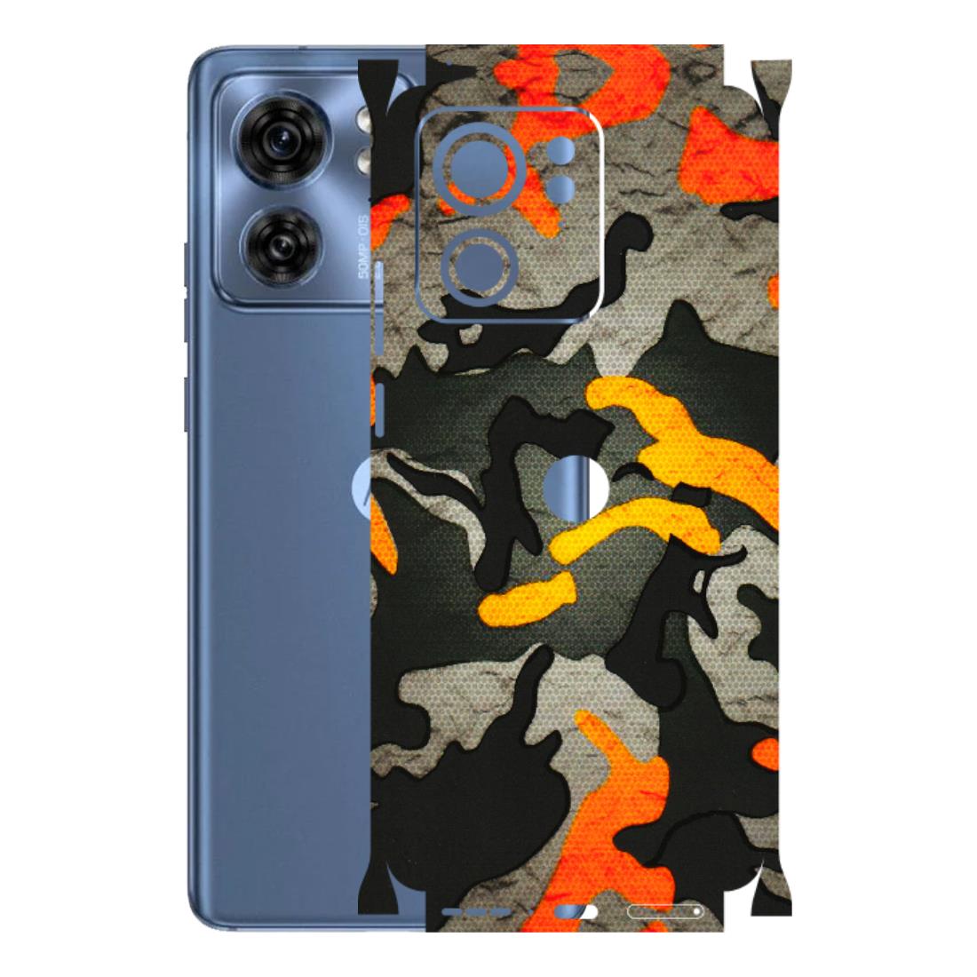 Motorola Phone Skins (All Models) - Orange Camouflage - 3D Embossed Finish (L-204) Moto Edge 40 (5G)