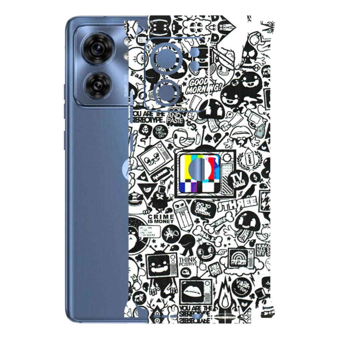 Motorola Phone Skins (All Models) - Doodles Positive Art - 3D Embossed Finish (L-263) Moto Edge 40 (5G)