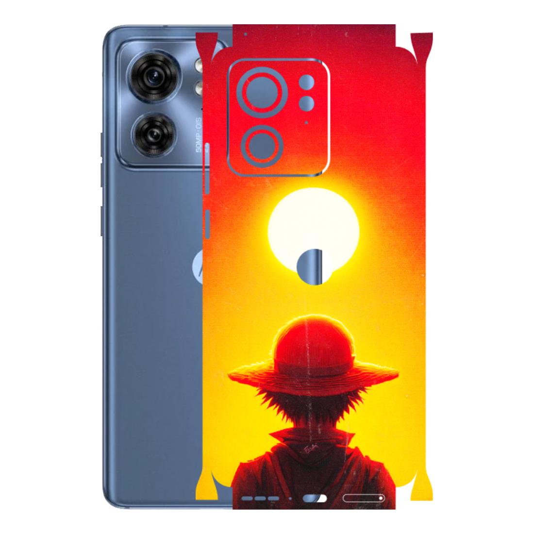 Motorola Phone Skins (All Models) - Cool Sunset With Monkey D.Luffy Anime - 3D Embossed Finish (L-329) Moto Edge 40 (5G)