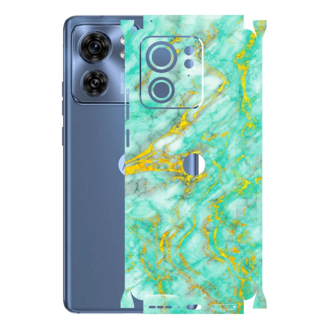 Motorola Phone Skins (All Models) - Green And Gold Marble Feel - Matte Finish (M-16) Moto Edge 40 (5G)