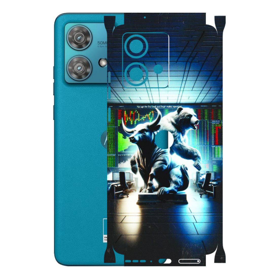Motorola Phone Skins (All Models) - Stock Market Sensex Bear vs Bulls - 3D Embossed Finish (L-15) Moto Edge 40 Neo (5G)
