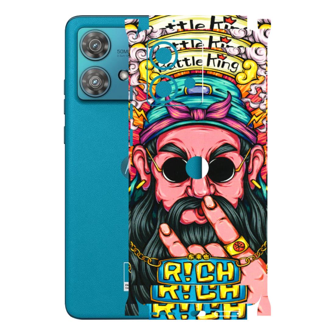 Motorola Phone Skins (All Models) - Battle King Dude Face - 3D Embossed Finish (L-178) Moto Edge 40 Neo (5G)