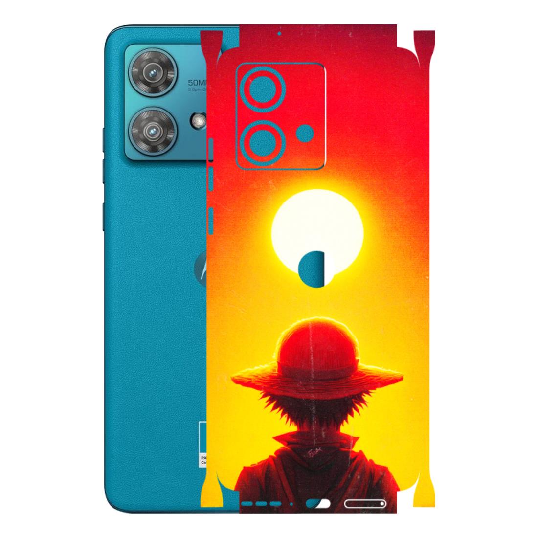 Motorola Phone Skins (All Models) - Cool Sunset With Monkey D.Luffy Anime - 3D Embossed Finish (L-329) Moto Edge 40 Neo (5G)