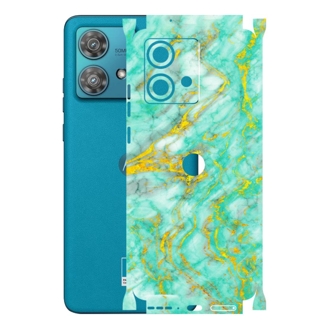 Motorola Phone Skins (All Models) - Green And Gold Marble Feel - Matte Finish (M-16) Moto Edge 40 Neo (5G)