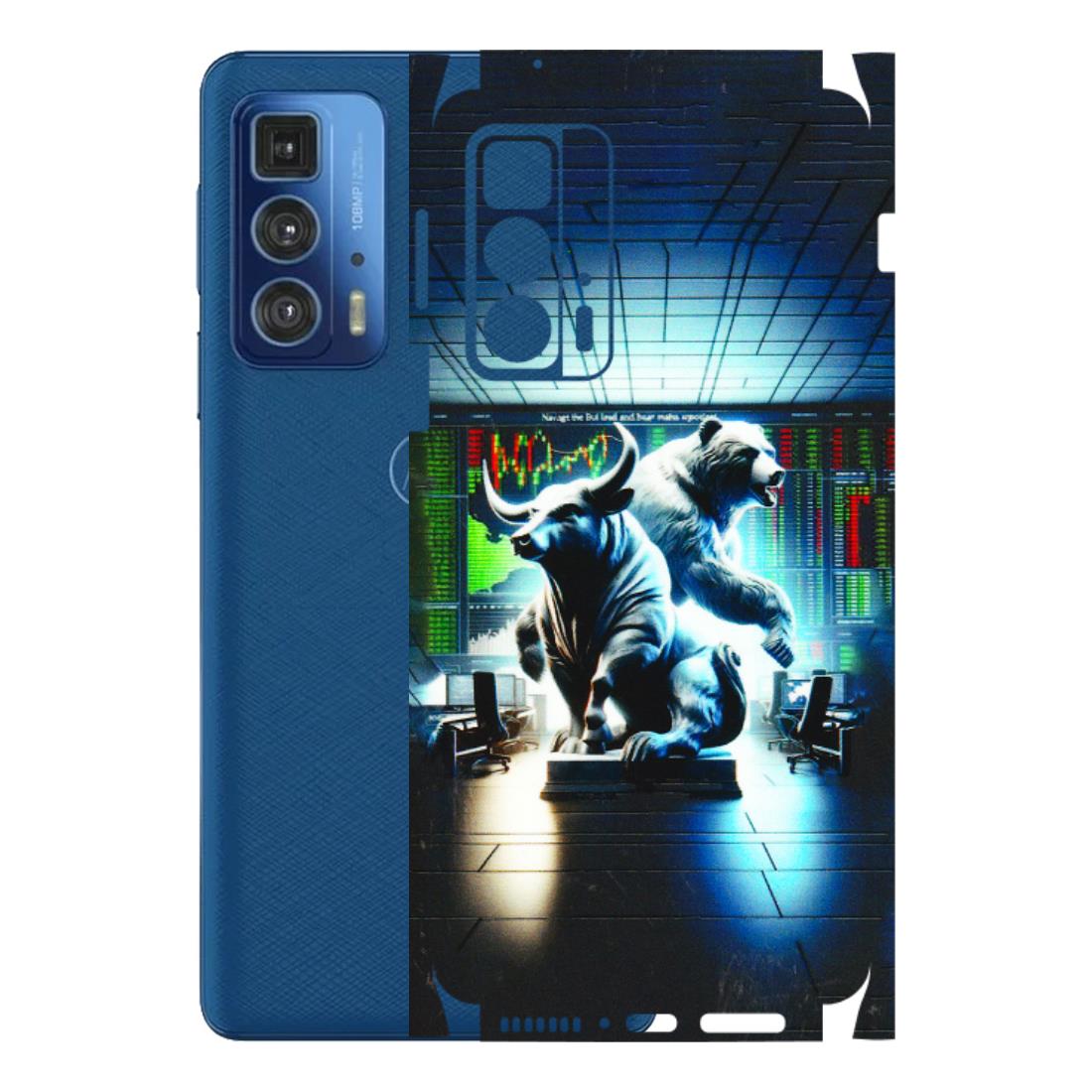 Motorola Phone Skins (All Models) - Stock Market Sensex Bear vs Bulls - 3D Embossed Finish (L-15) Motorola Edge 20 Pro