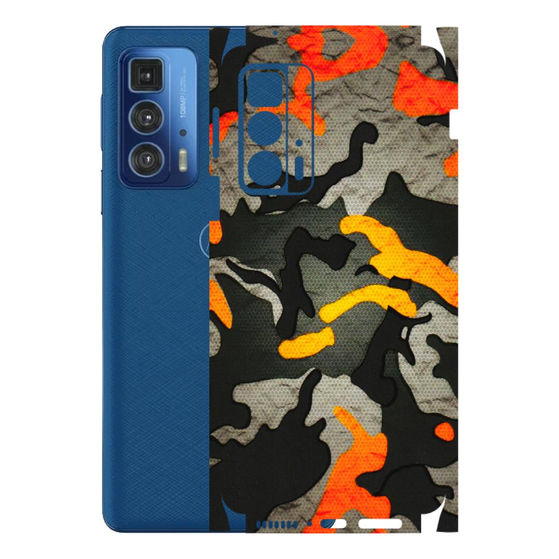 Motorola Phone Skins (All Models) - Orange Camouflage - 3D Embossed Finish (L-204) Motorola Edge 20 Pro