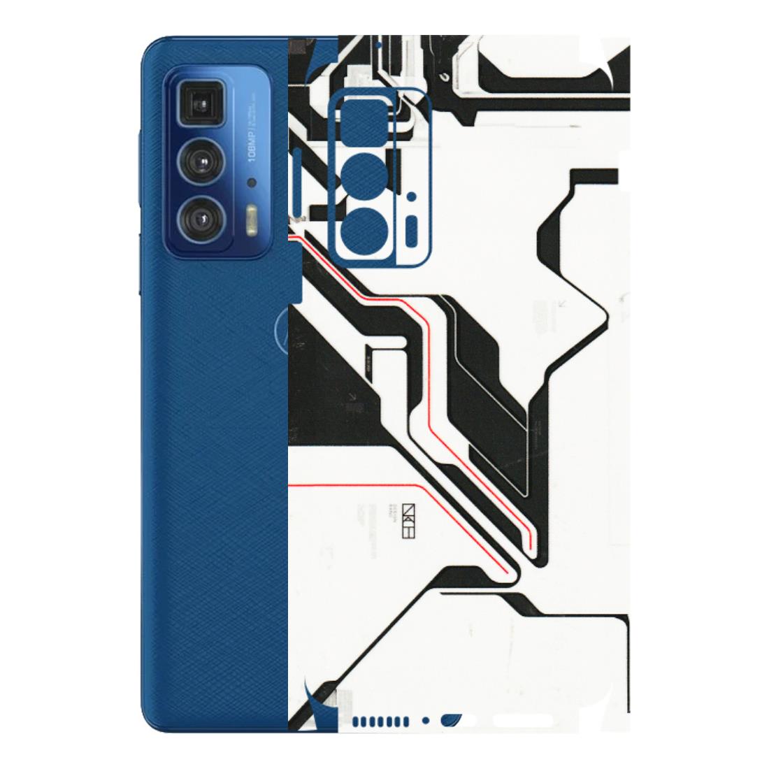 Motorola Phone Skins (All Models) - White Techy Logo - 3D Embossed Finish (L-312) Motorola Edge 20 Pro