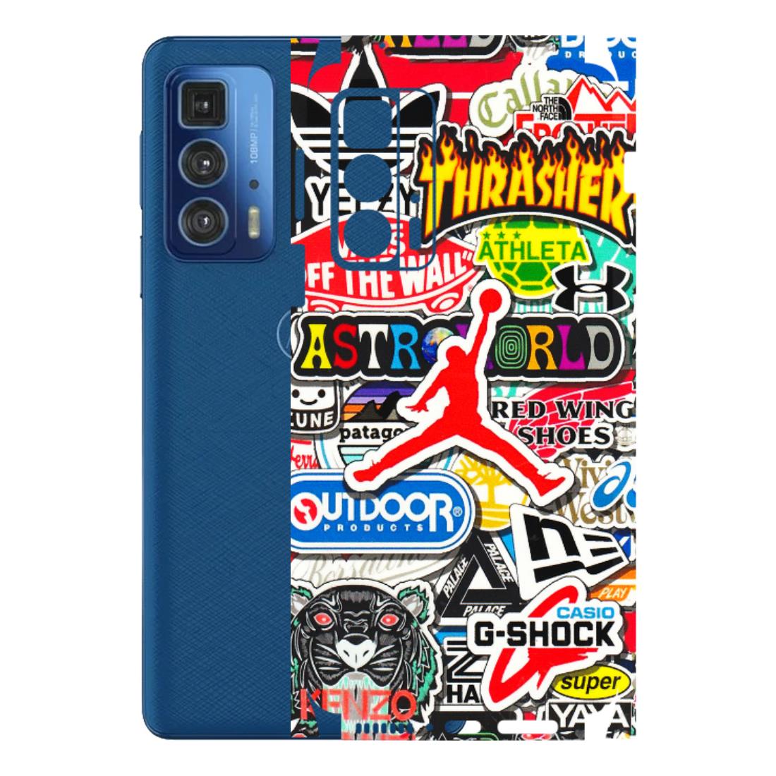 Motorola Phone Skins (All Models) - Multi Brands Sticker Graffiti - 3D Embossed Finish (L-37) Motorola Edge 20 Pro