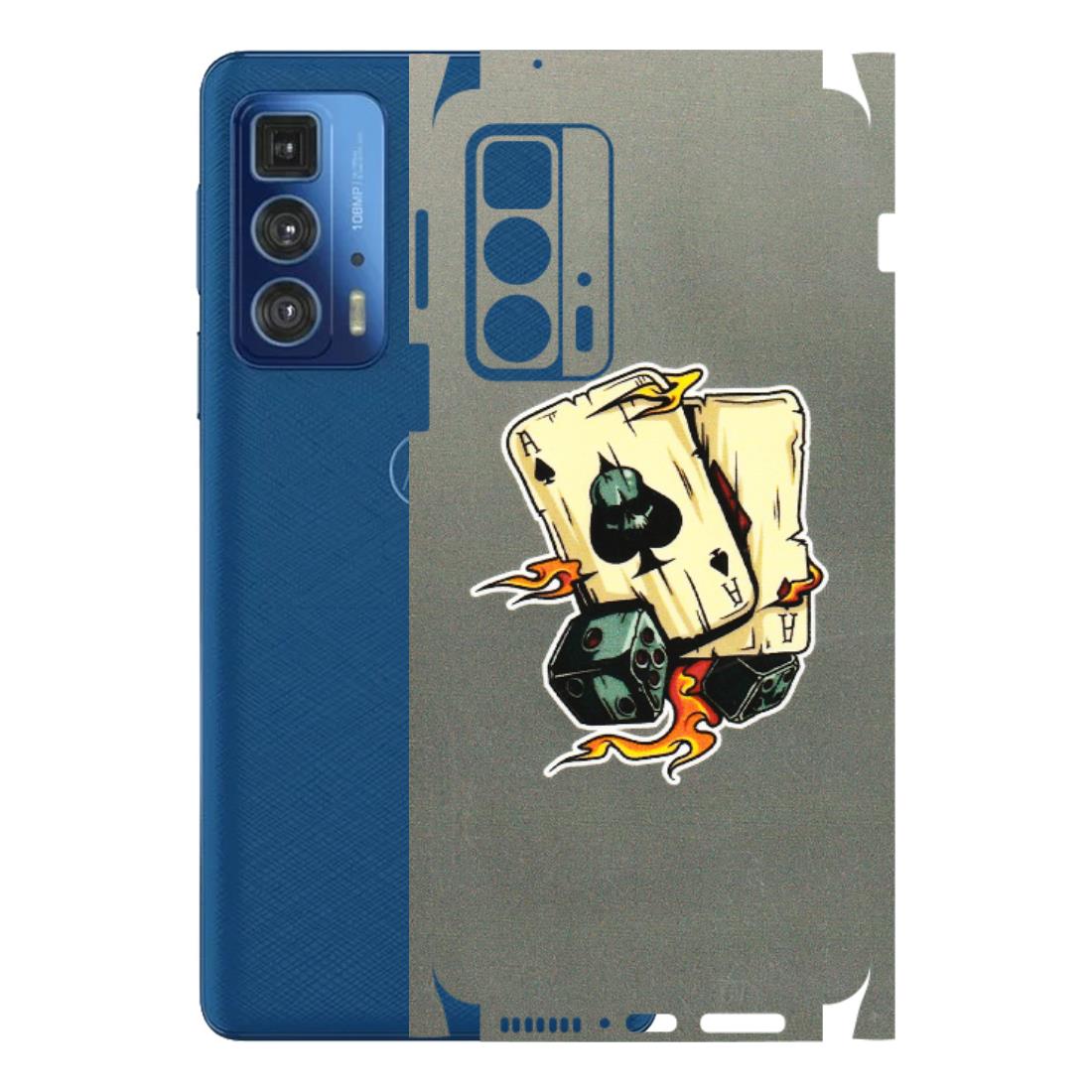 Motorola Phone Skins (All Models) - Grey Cards Of Ace - 3D Embossed Finish (L-77) Motorola Edge 20 Pro