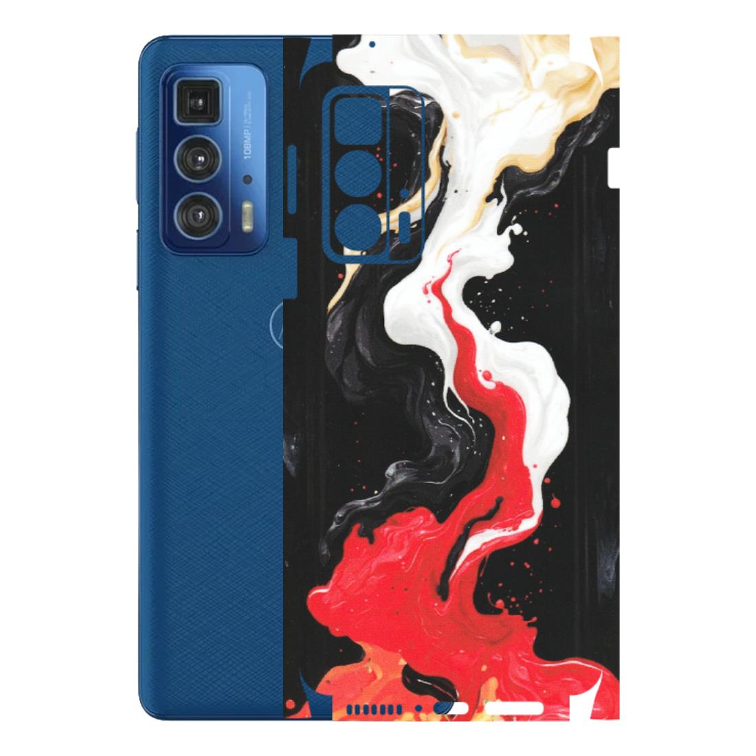 Motorola Phone Skins (All Models) - Black Red White Paint Splash Fusion - Matte Finish (M-56) Motorola Edge 20 Pro