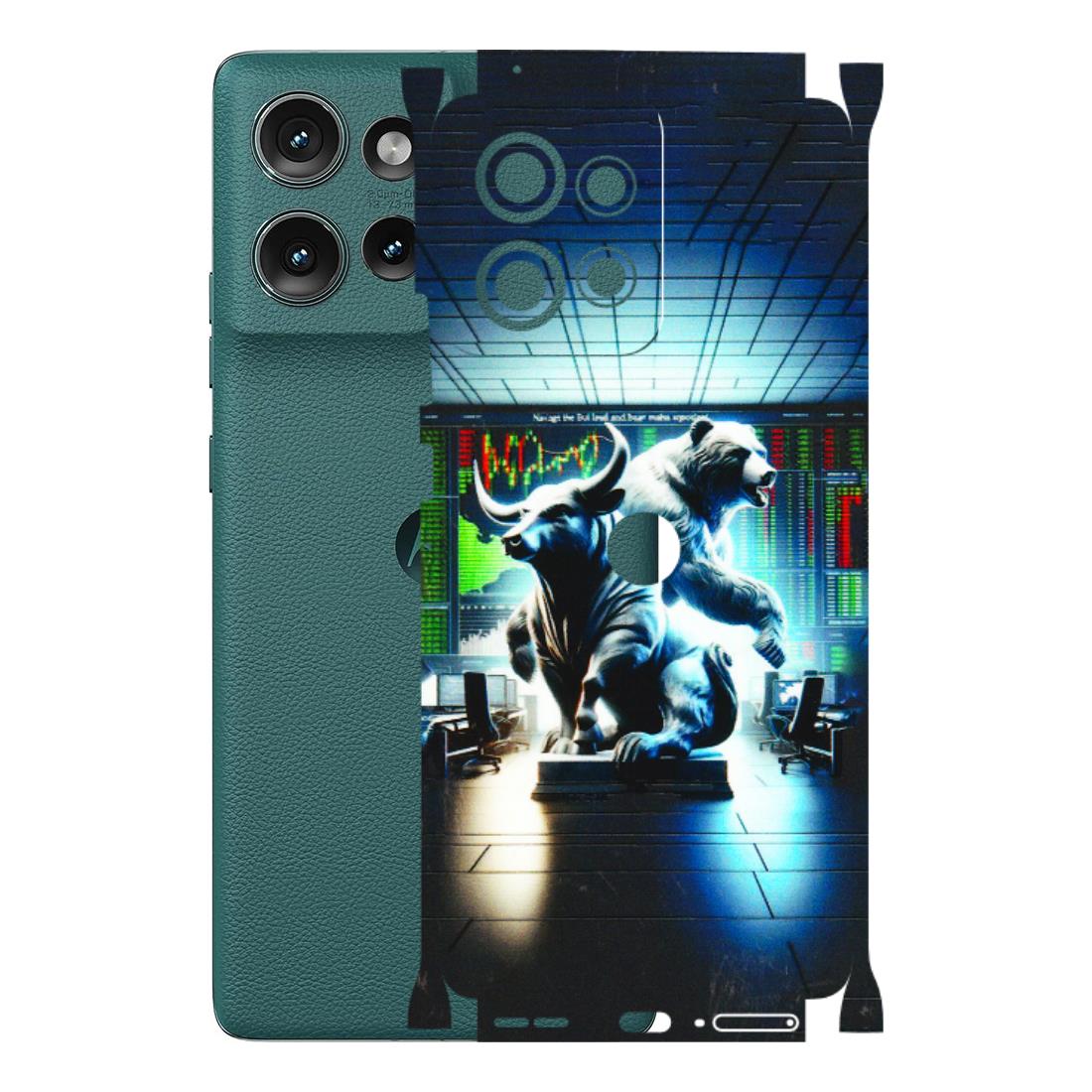 Motorola Phone Skins (All Models) - Stock Market Sensex Bear vs Bulls - 3D Embossed Finish (L-15) Motorola Edge 50 (5G)