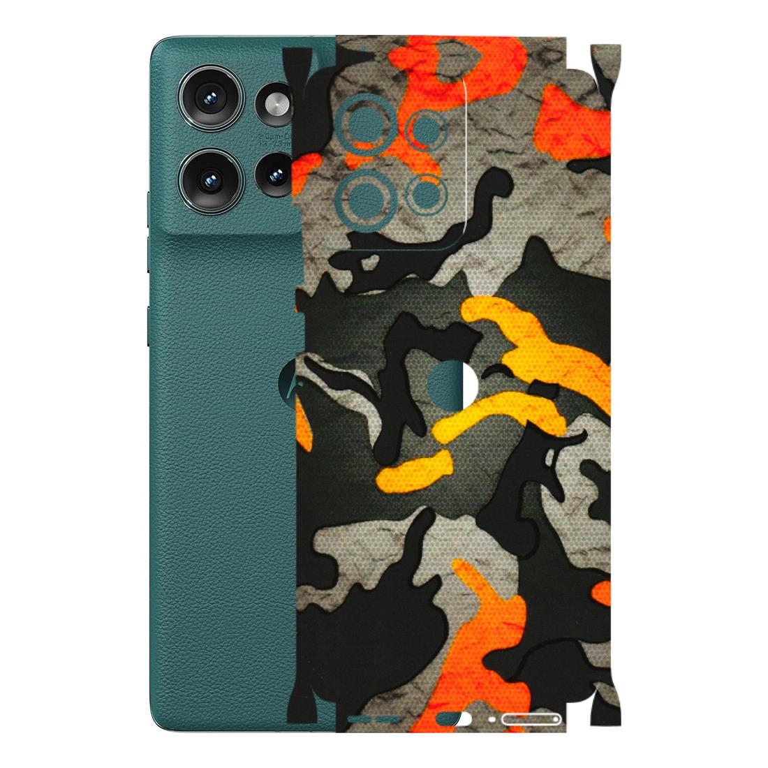 Motorola Phone Skins (All Models) - Orange Camouflage - 3D Embossed Finish (L-204) Motorola Edge 50 (5G)