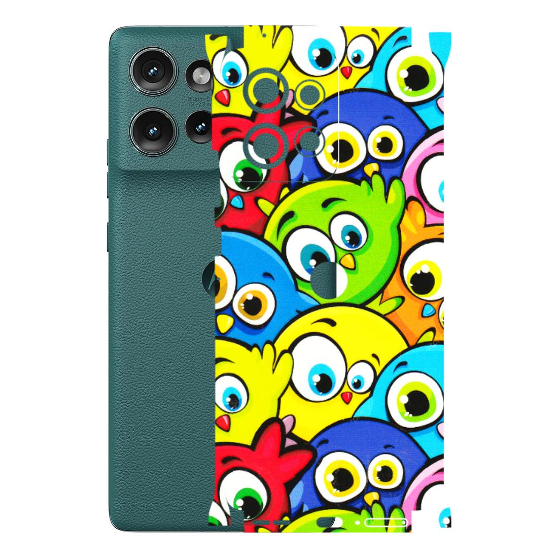Motorola Phone Skins (All Models) - Cute Fluffy Birds - 3D Embossed Finish (L-213) Motorola Edge 50 (5G)