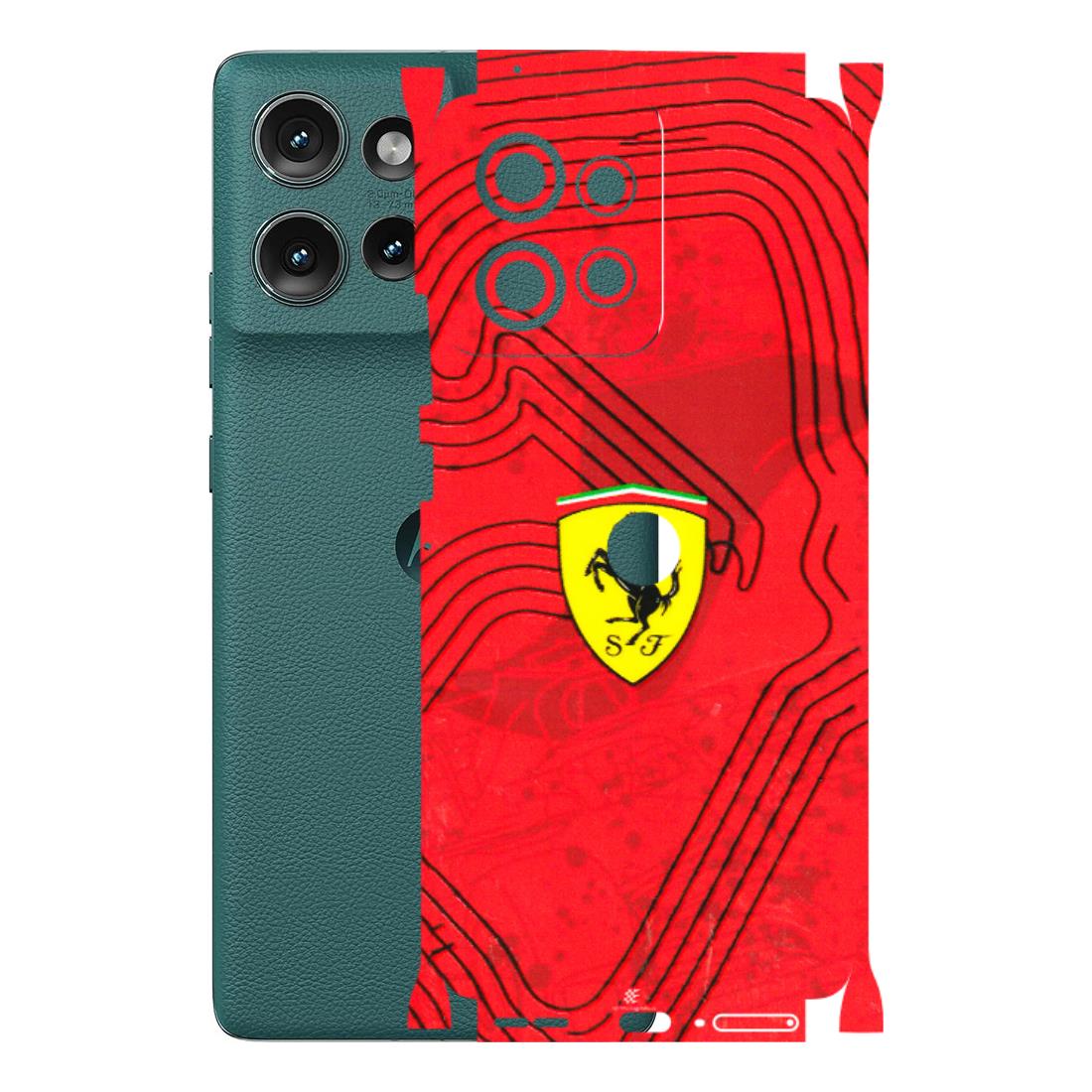 Motorola Phone Skins (All Models) - Red Ferrari Logo Stylish - 3D Embossed Finish (L-238) Motorola Edge 50 (5G)