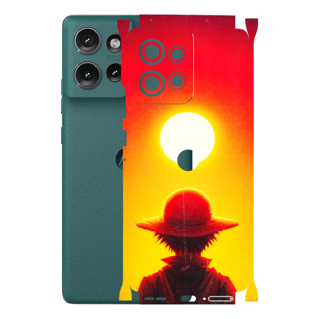 Motorola Phone Skins (All Models) - Cool Sunset With Monkey D.Luffy Anime - 3D Embossed Finish (L-329) Motorola Edge 50 (5G)