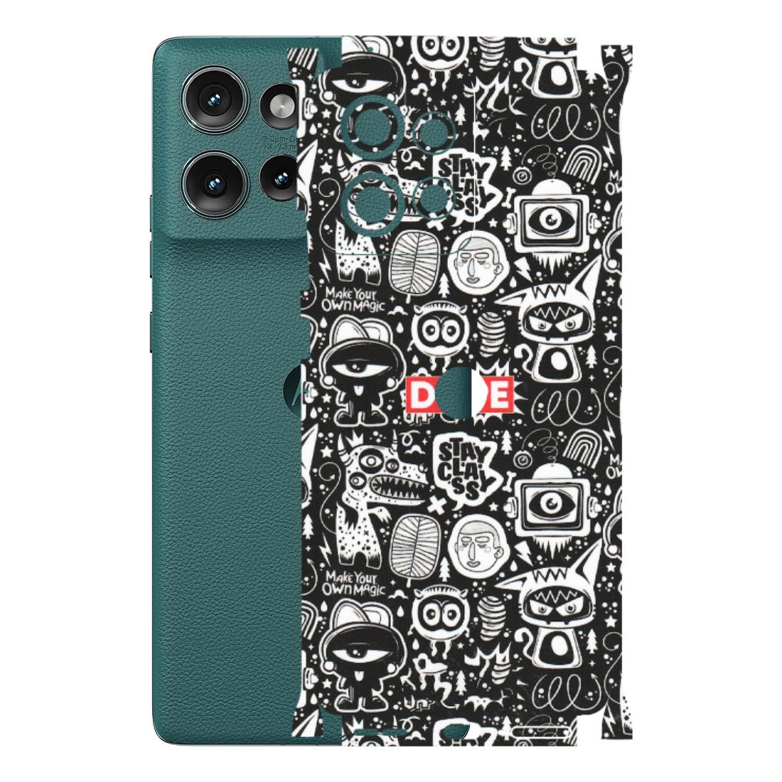 Motorola Phone Skins (All Models) - Dope Stay Classy Black Doodles - Matte Finish (M-126) Motorola Edge 50 (5G)