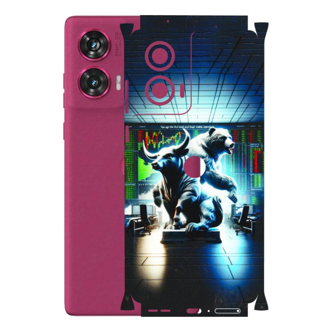 Motorola Phone Skins (All Models) - Stock Market Sensex Bear vs Bulls - 3D Embossed Finish (L-15) Motorola Edge 50 Fusion (5G)
