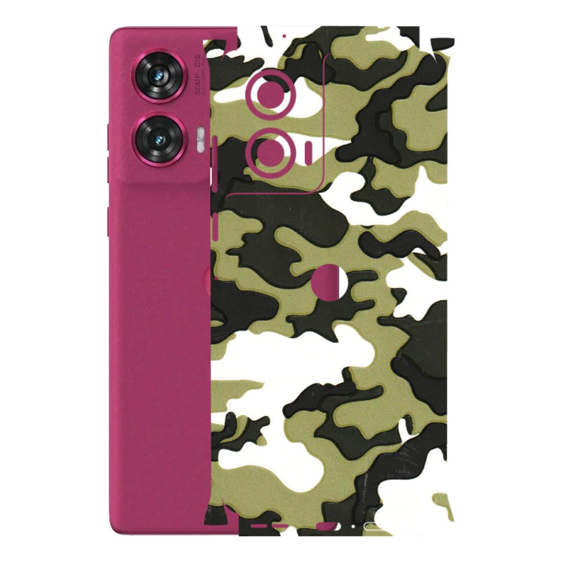 Motorola Phone Skins (All Models) - Camouflages White And Green - 3D Embossed Finish (L-243) Motorola Edge 50 Fusion (5G)
