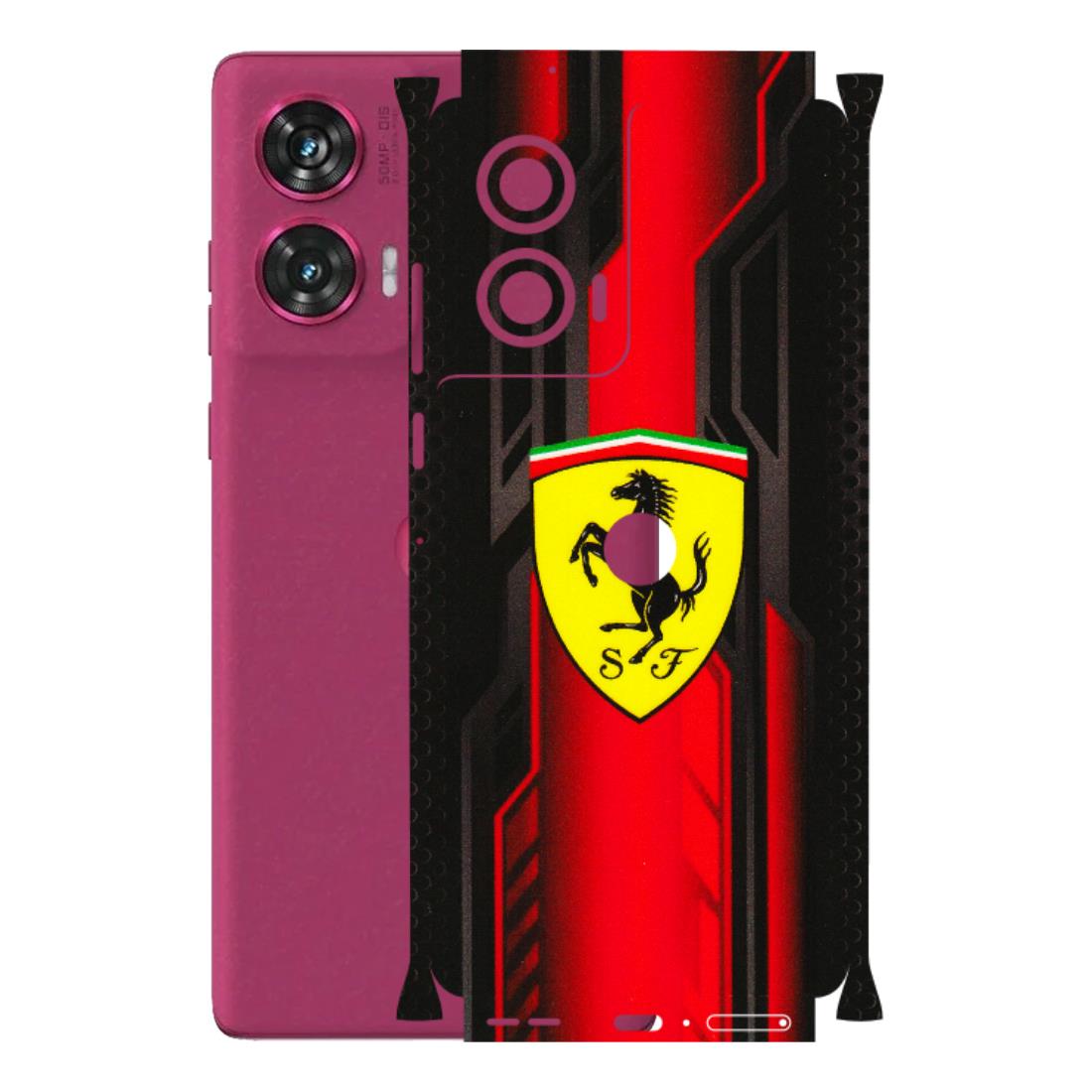 Motorola Phone Skins (All Models) - Black Ferrari Logo - 3D Embossed Finish (L-253) Motorola Edge 50 Fusion (5G)