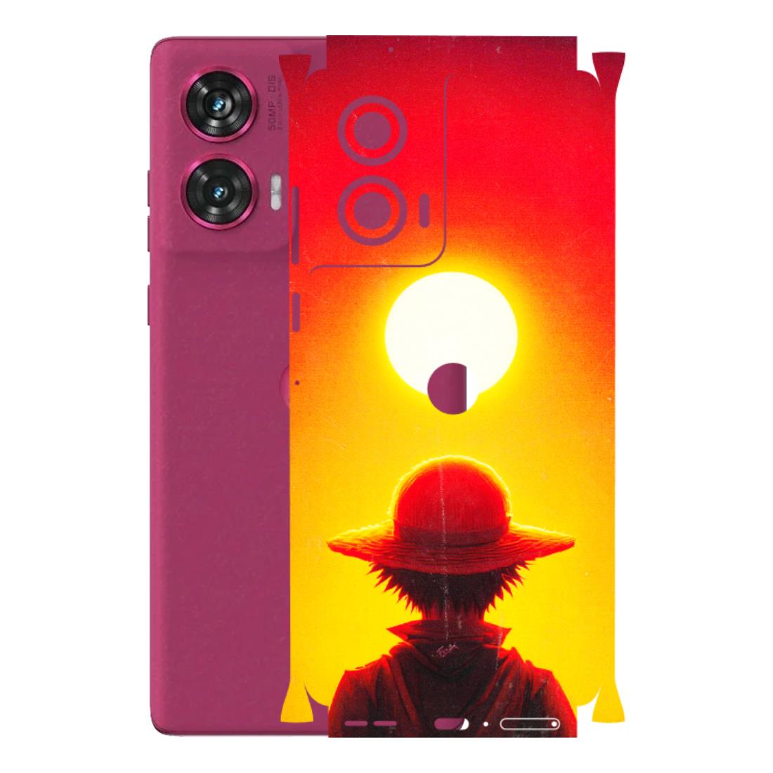 Motorola Phone Skins (All Models) - Cool Sunset With Monkey D.Luffy Anime - 3D Embossed Finish (L-329) Motorola Edge 50 Fusion (5G)