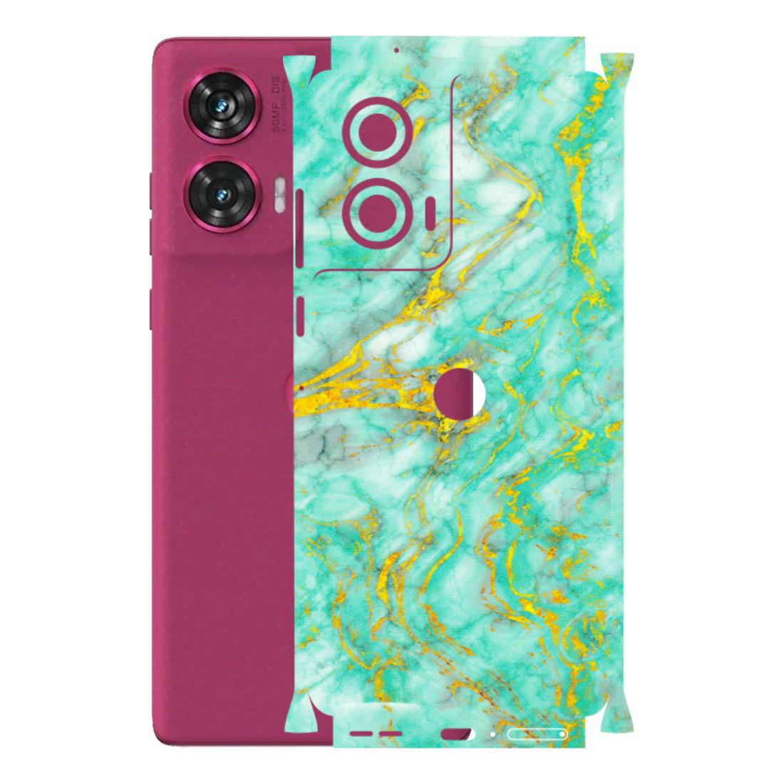 Motorola Phone Skins (All Models) - Green And Gold Marble Feel - Matte Finish (M-16) Motorola Edge 50 Fusion (5G)