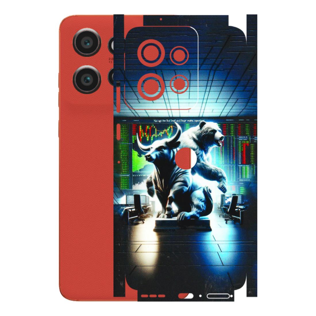 Motorola Phone Skins (All Models) - Stock Market Sensex Bear vs Bulls - 3D Embossed Finish (L-15) Motorola Edge 50 Neo (5G)