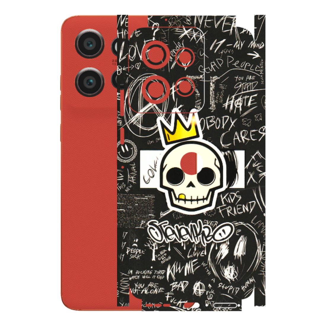 Motorola Phone Skins (All Models) - Funny Skull Black Chalk Grafitti - 3D Embossed Finish (L-22) Motorola Edge 50 Neo (5G)