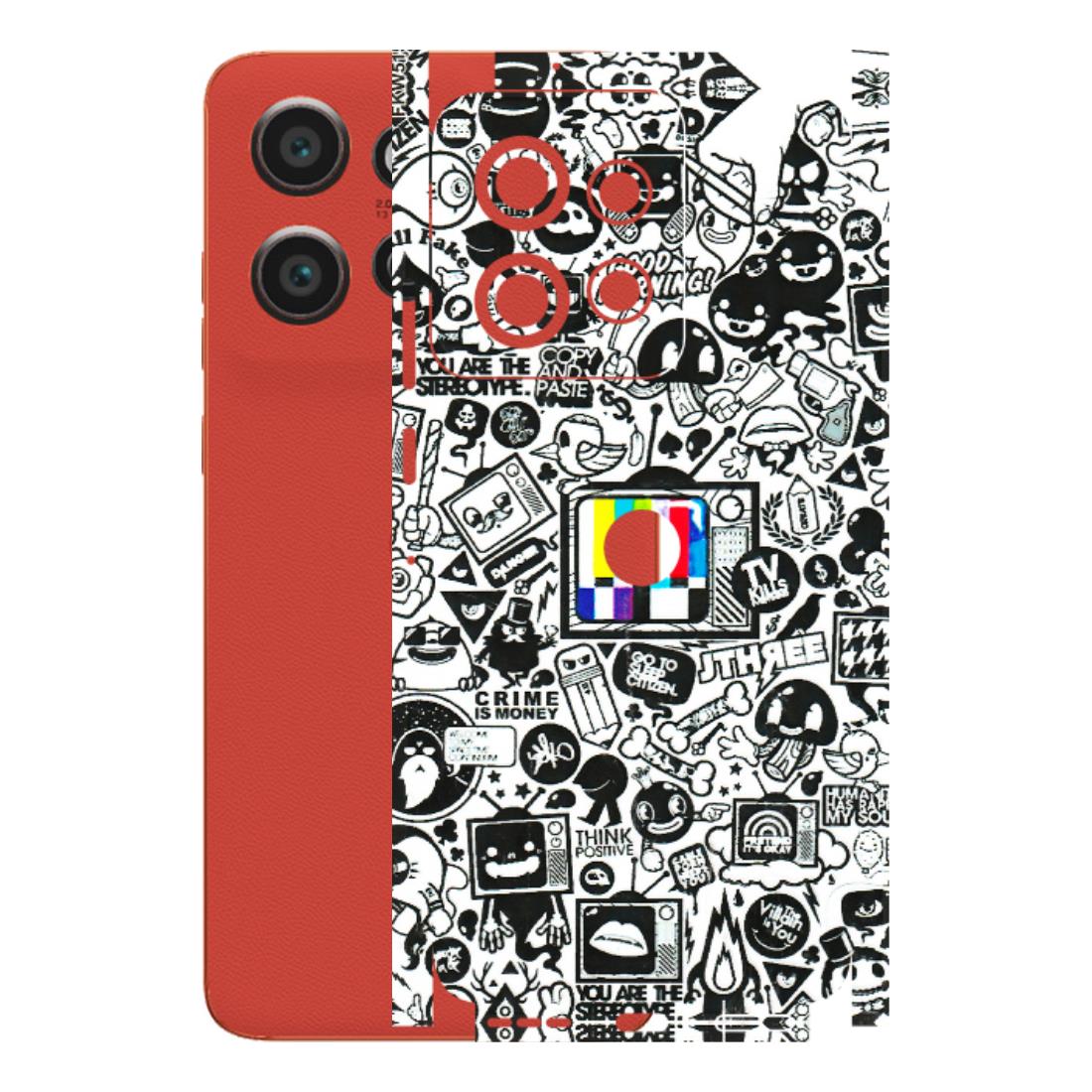 Motorola Phone Skins (All Models) - Doodles Positive Art - 3D Embossed Finish (L-263) Motorola Edge 50 Neo (5G)