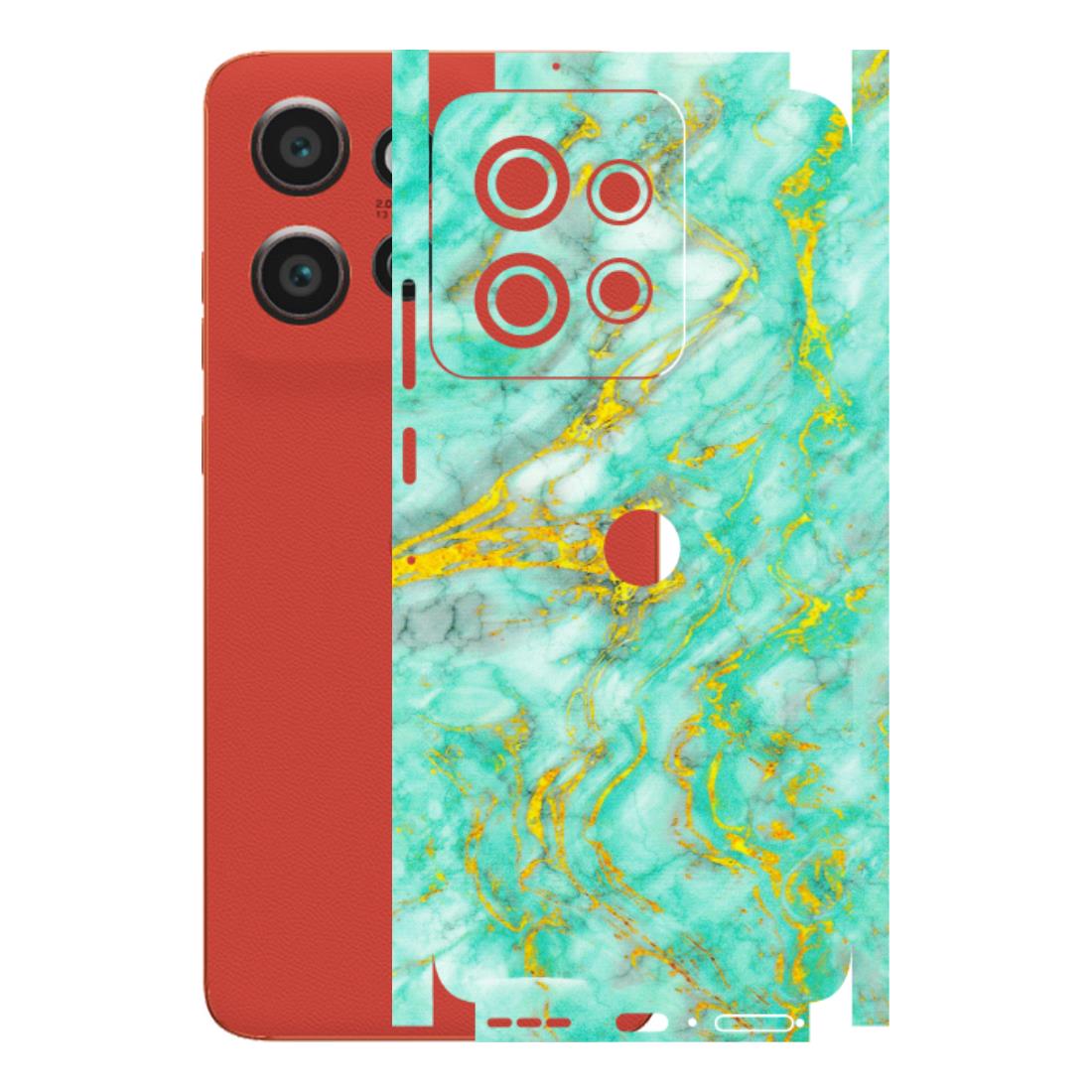 Motorola Phone Skins (All Models) - Green And Gold Marble Feel - Matte Finish (M-16) Motorola Edge 50 Neo (5G)
