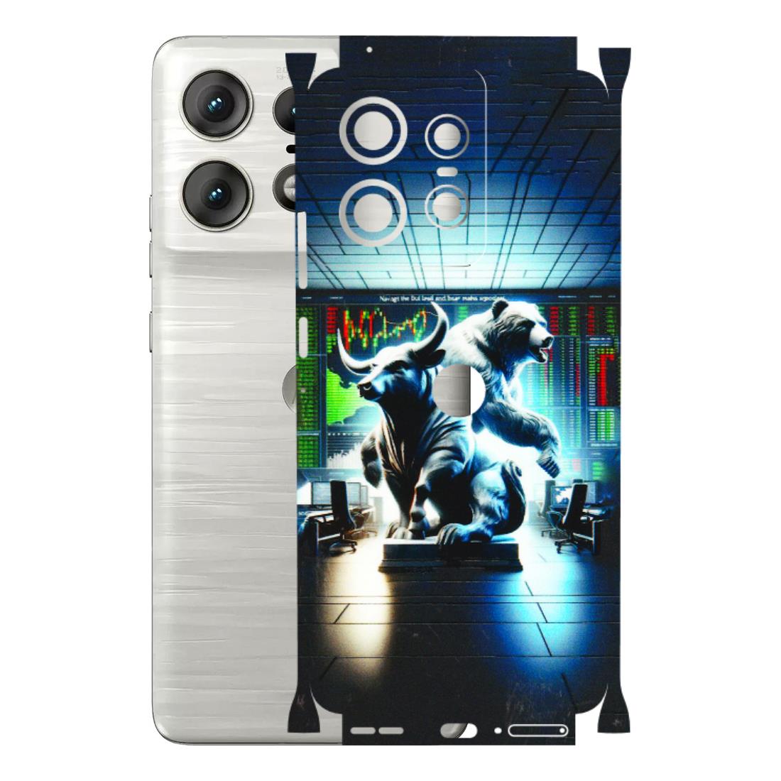 Motorola Phone Skins (All Models) - Stock Market Sensex Bear vs Bulls - 3D Embossed Finish (L-15) Motorola Edge 50 PRO (5G)