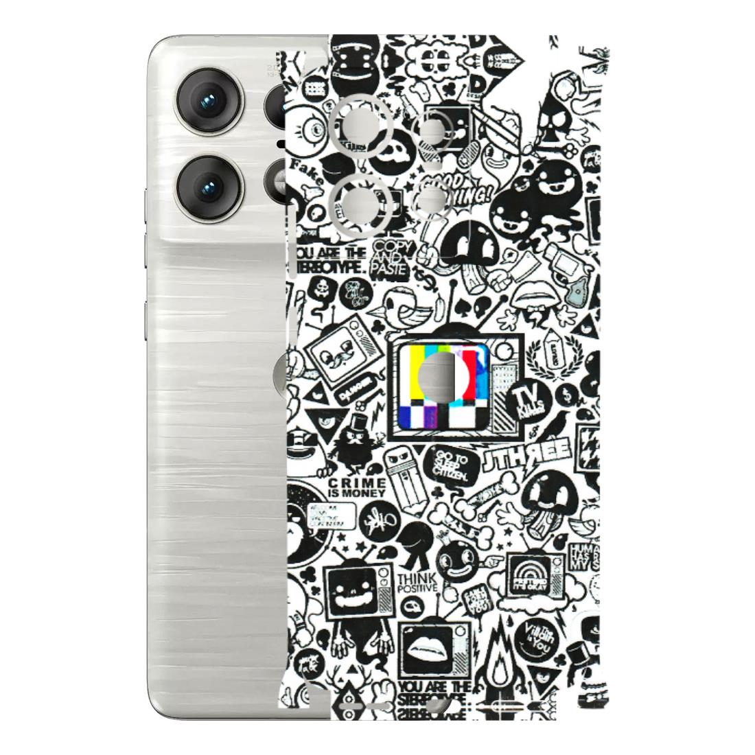 Motorola Phone Skins (All Models) - Doodles Positive Art - 3D Embossed Finish (L-263) Motorola Edge 50 PRO (5G)