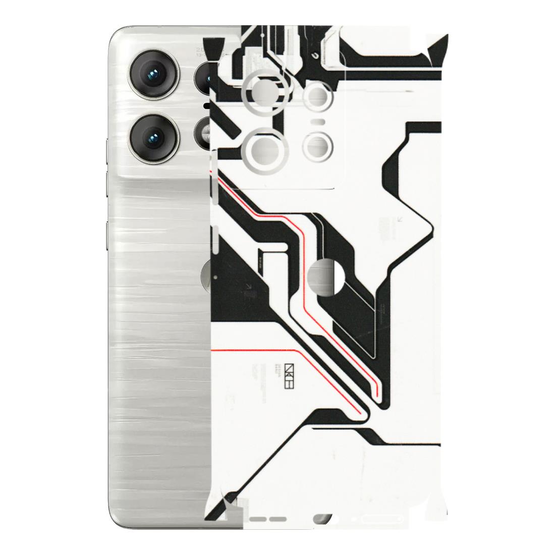 Motorola Phone Skins (All Models) - White Techy Logo - 3D Embossed Finish (L-312) Motorola Edge 50 PRO (5G)