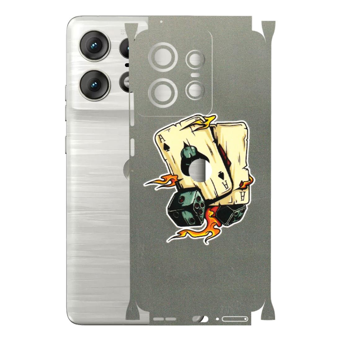 Motorola Phone Skins (All Models) - Grey Cards Of Ace - 3D Embossed Finish (L-77) Motorola Edge 50 PRO (5G)