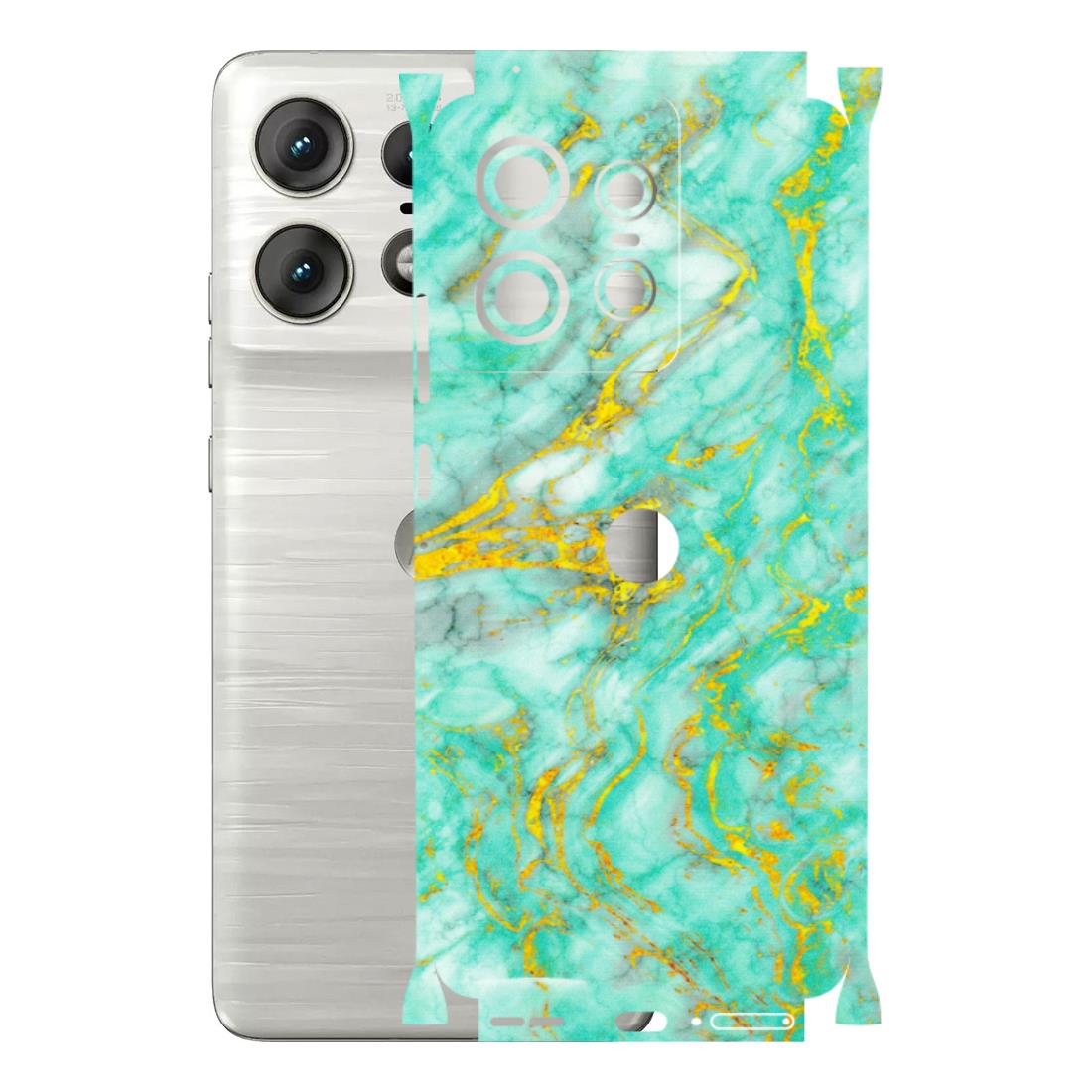 Motorola Phone Skins (All Models) - Green And Gold Marble Feel - Matte Finish (M-16) Motorola Edge 50 PRO (5G)