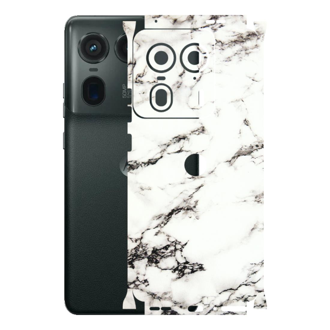 Motorola Phone Skins (All Models) - Black and White Marble Texture - 3D Embossed Finish (L-124) Motorola Edge 50 Ultra (5G)