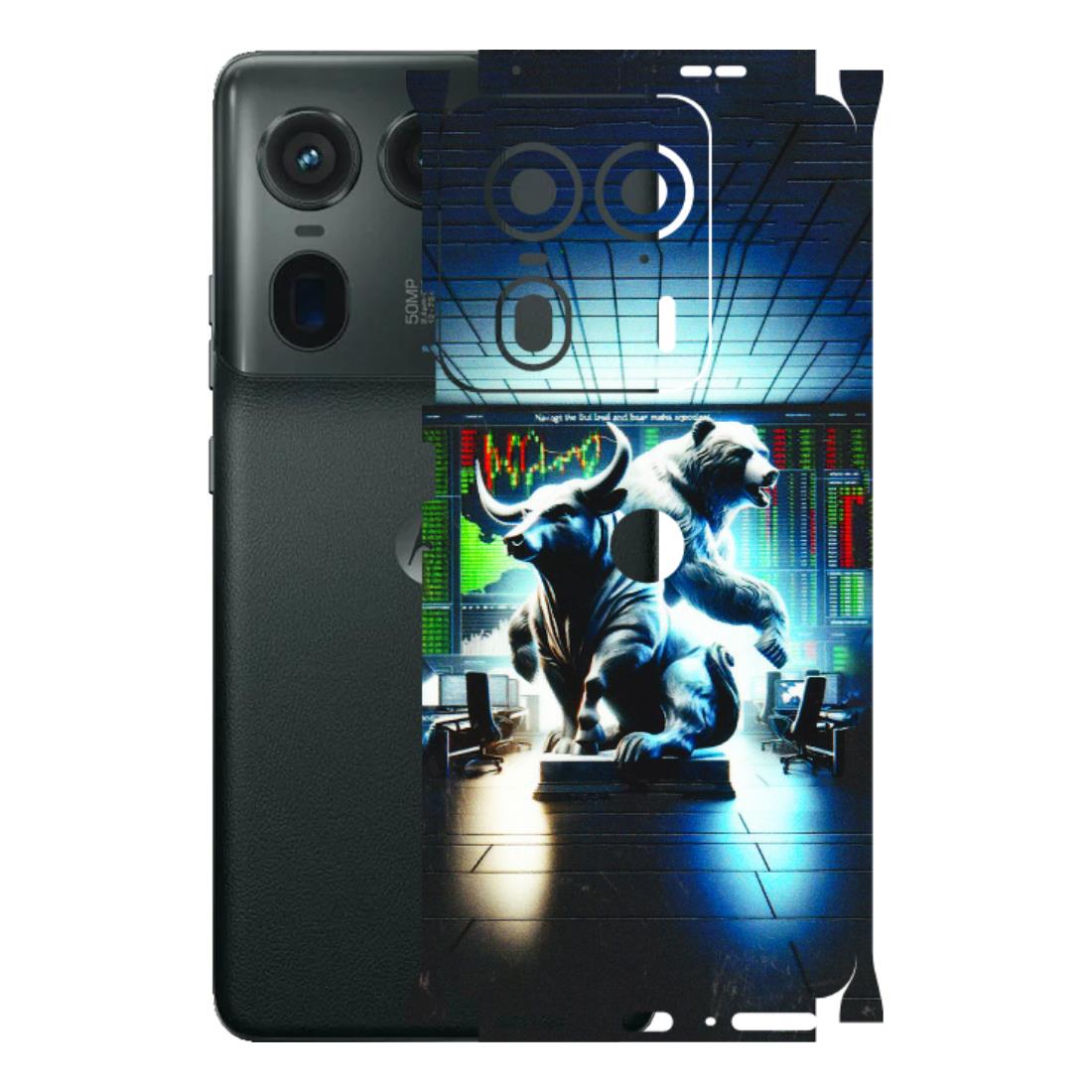 Motorola Phone Skins (All Models) - Stock Market Sensex Bear vs Bulls - 3D Embossed Finish (L-15) Motorola Edge 50 Ultra (5G)