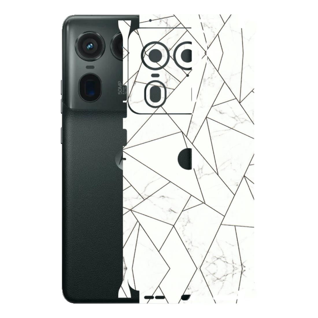 Motorola Phone Skins (All Models) - Luxury White Marble Effect - 3D Embossed Finish (L-168) Motorola Edge 50 Ultra (5G)