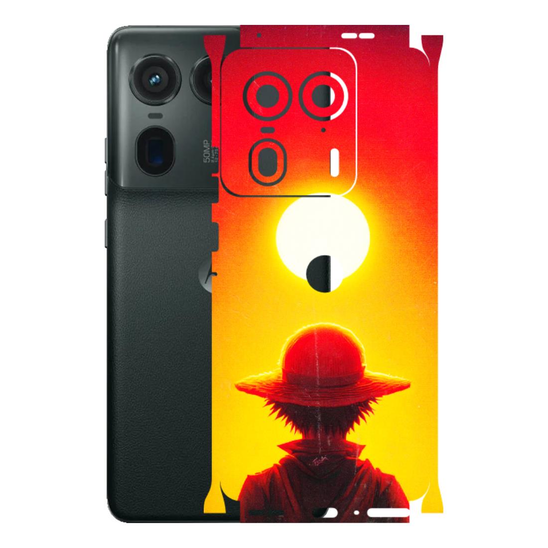 Motorola Phone Skins (All Models) - Cool Sunset With Monkey D.Luffy Anime - 3D Embossed Finish (L-329) Motorola Edge 50 Ultra (5G)