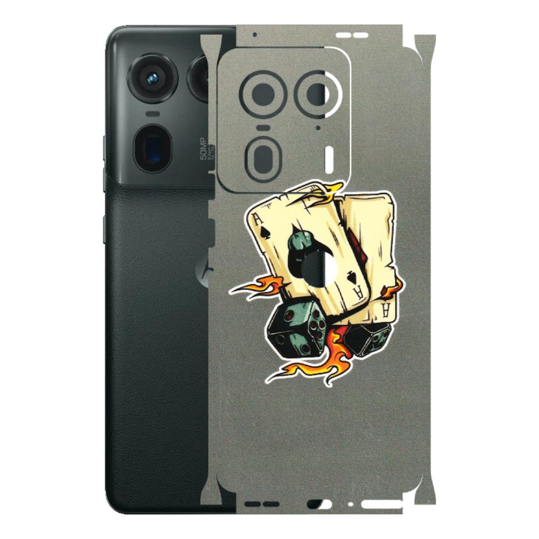 Motorola Phone Skins (All Models) - Grey Cards Of Ace - 3D Embossed Finish (L-77) Motorola Edge 50 Ultra (5G)