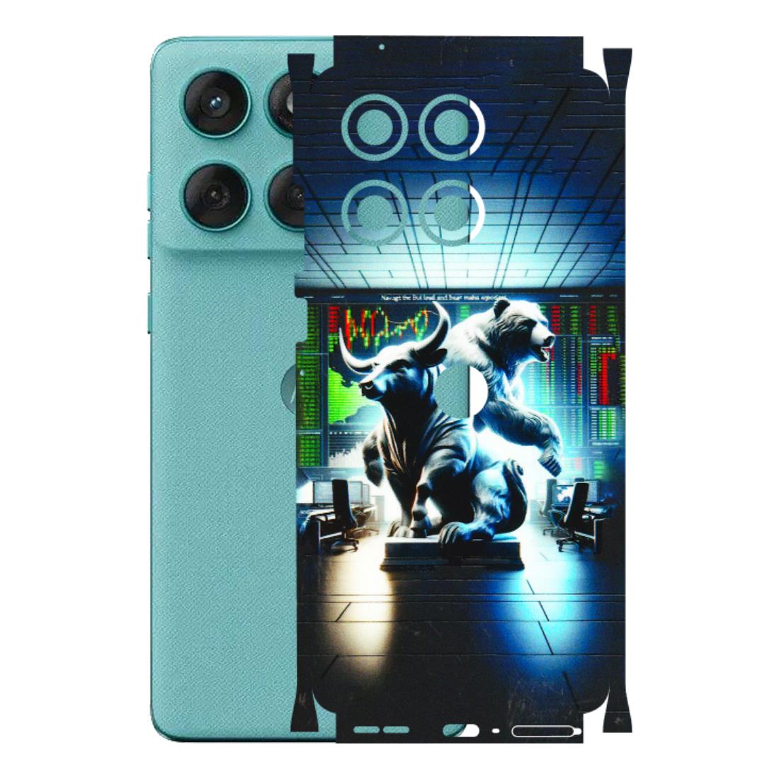 Motorola Phone Skins (All Models) - Stock Market Sensex Bear vs Bulls - 3D Embossed Finish (L-15) Motorola Edge 60 Fusion (5G)