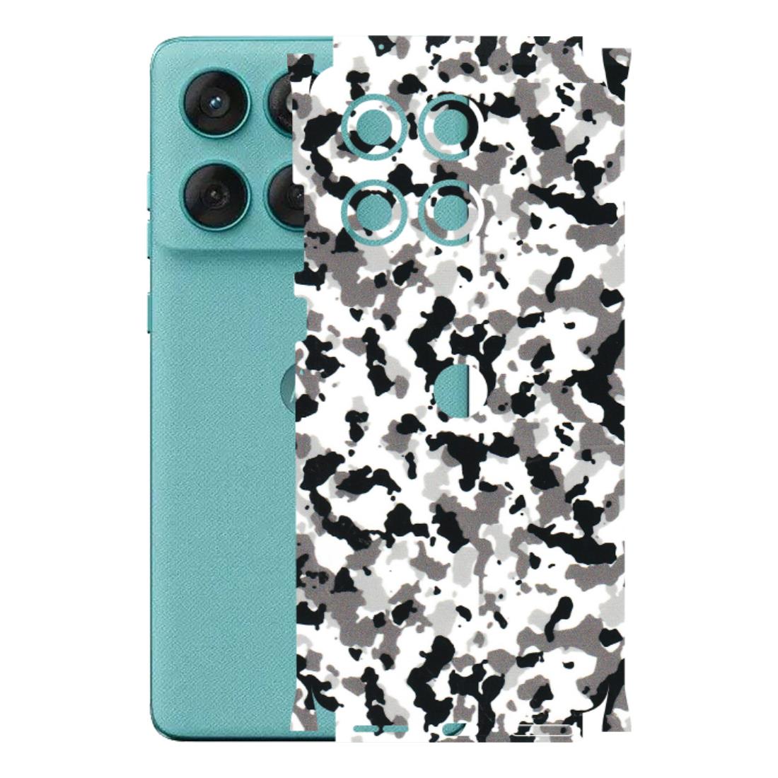 Motorola Phone Skins (All Models) - White Black Camouflage - 3D Embossed Finish (L-18) Motorola Edge 60 Fusion (5G)